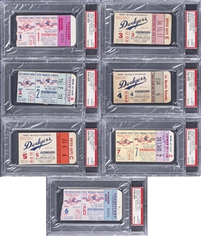 Lot Of (7) 1955 World Series Yankees Vs. Dodgers Games 1-7 Ticket Stubs - PSA Authentic 